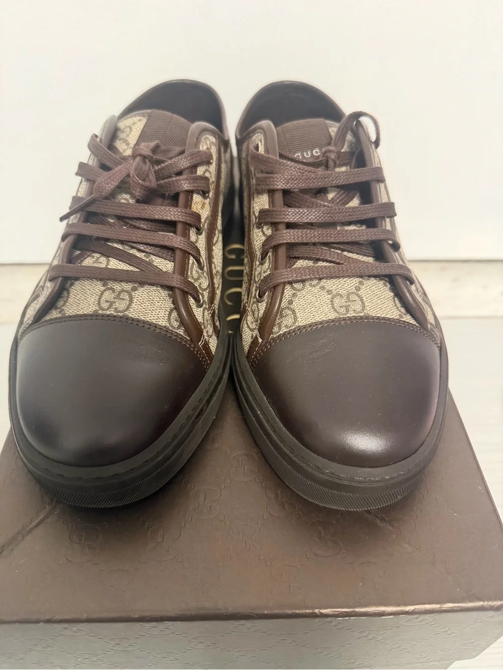 Gucci Brown GG Canvas Low-Top Sneaker with Dark Brown Trim